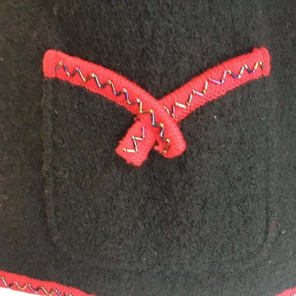 Lisa International Women Boil Wool Sweater Jacket Zip Cardigan Sz Med Black Red - Picture 5 of 11